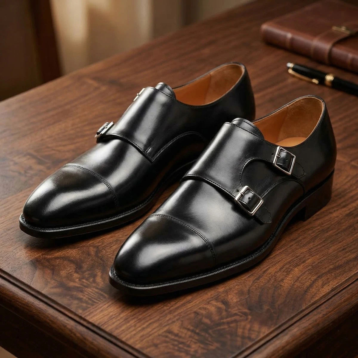 Men'S Monk Strap Formal Leather Slip-On Oxfords Designer Party Wedding Dress Shoes