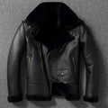LNY Shop.Super Men Cool Motor Genuine Leather Jacket.Cool Winter Warm 100% Real Fur Coat.Rider Thick Wool Wear.Shearling