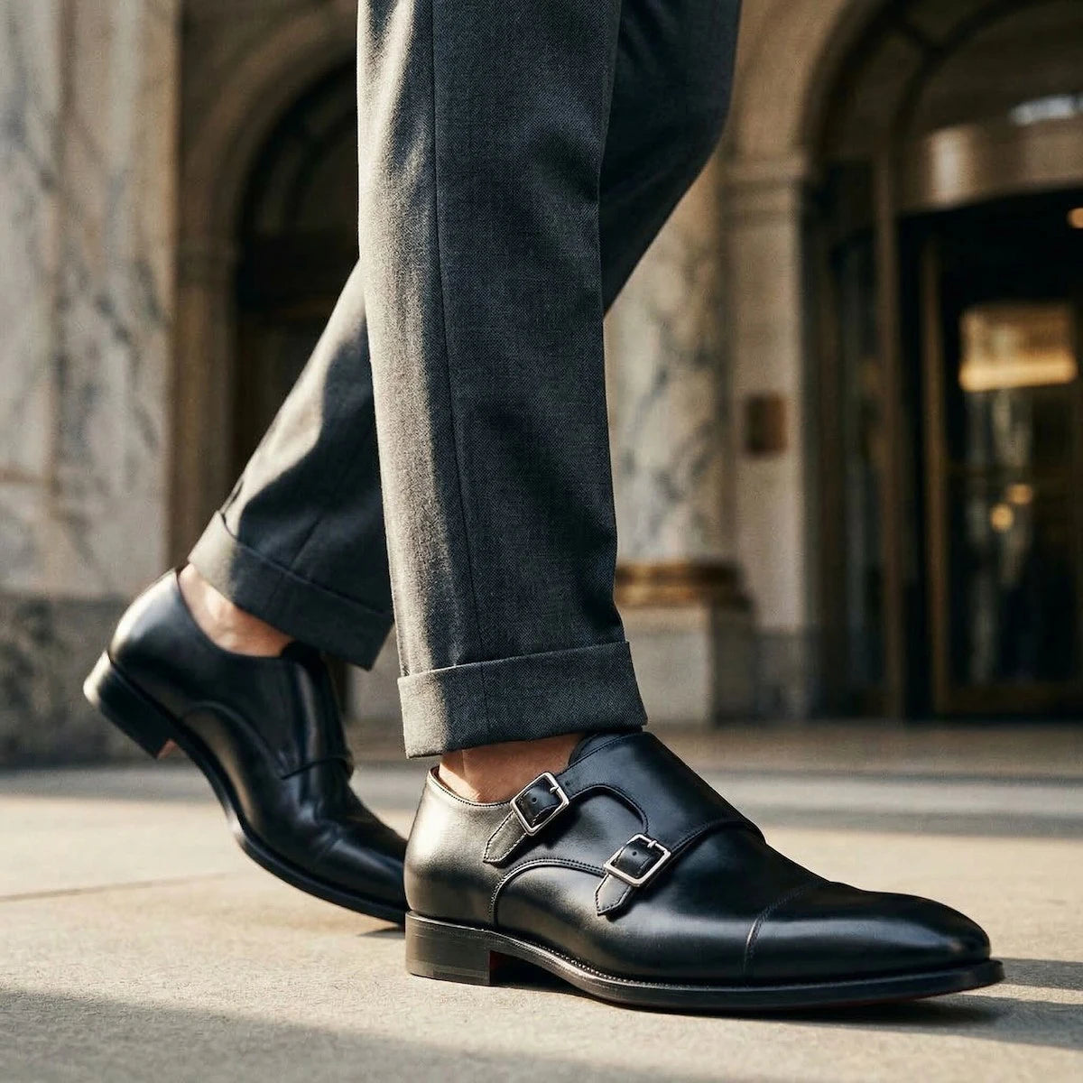 Men'S Monk Strap Formal Leather Slip-On Oxfords Designer Party Wedding Dress Shoes