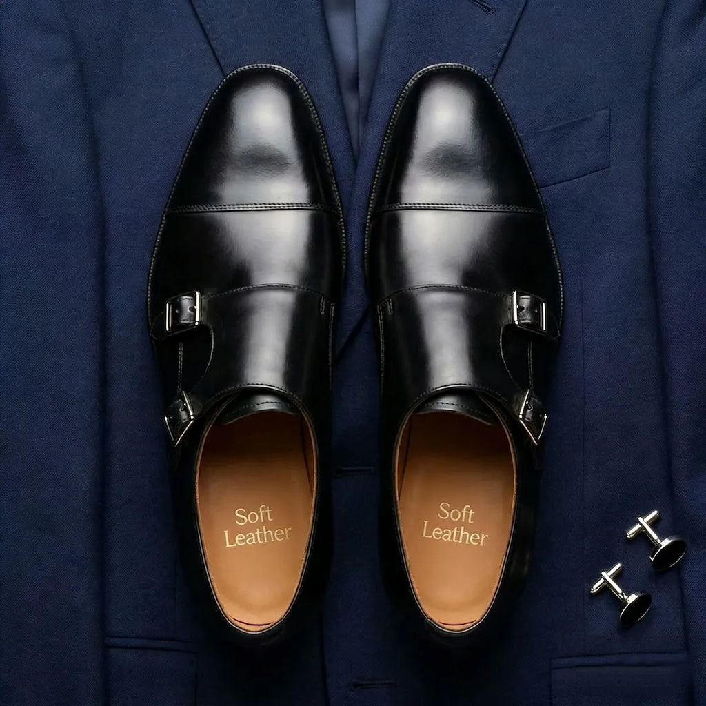 Men'S Monk Strap Formal Leather Slip-On Oxfords Designer Party Wedding Dress Shoes
