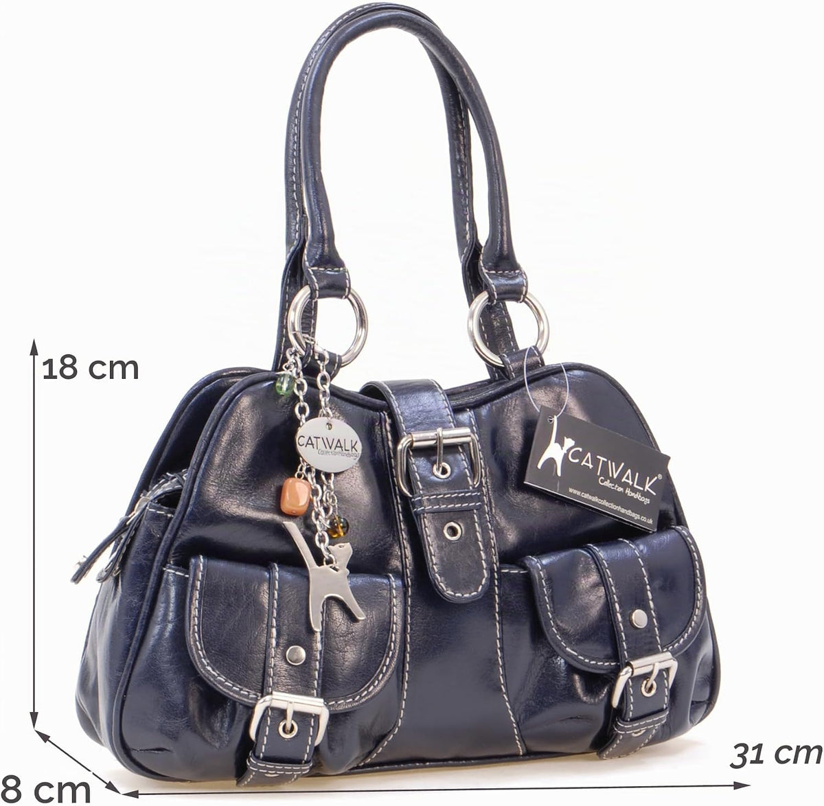 - Borsa a Mano Da Donna in Vera Pelle - Borsa a Tracolla Media - Borsetta a Spalla - Tracolla Removibile - Faith