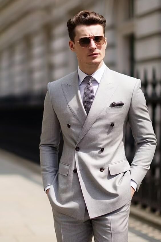 2 Pezzi Doppio Petto Vestito Uomo Slim Fit Mens Doppio Petto Blazer Pantaloni Set Matrimonio Prom Homecoming Suit