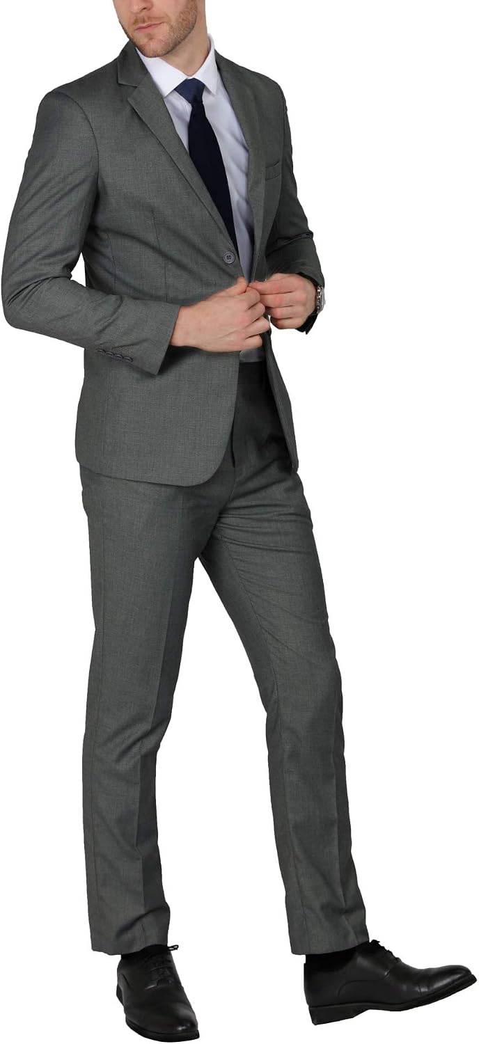 Men'S Suits Slim Fit 2 Piece Two Button Blazer Wedding Prom Tuxedo Single Breasted Jacket Pants Set