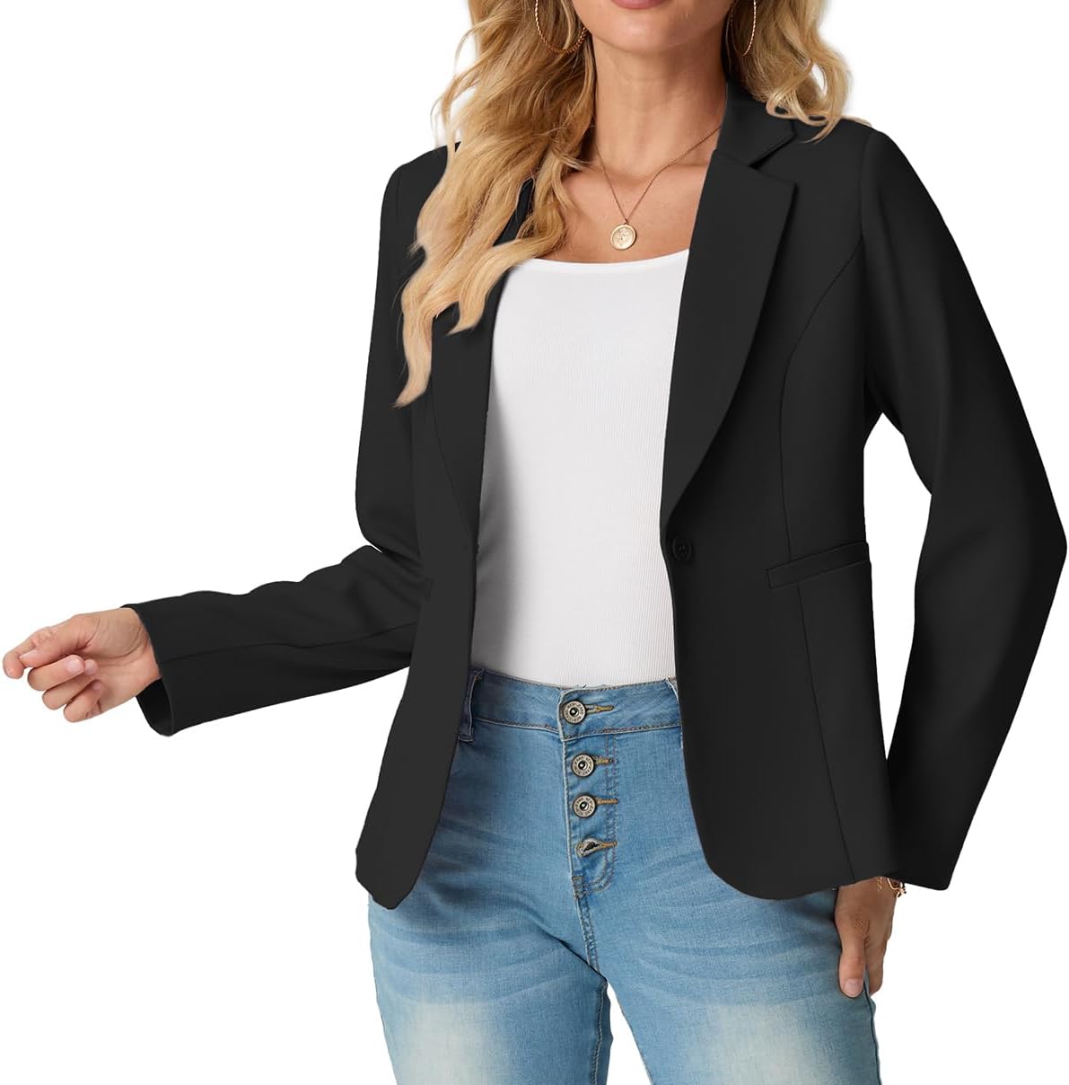 Womens Blazer Suit Long Sleeve Ladies Jackets Casual Elegant Work Office Blazers Work,Wedding with Buttons Pockets for Women UK 8-20
