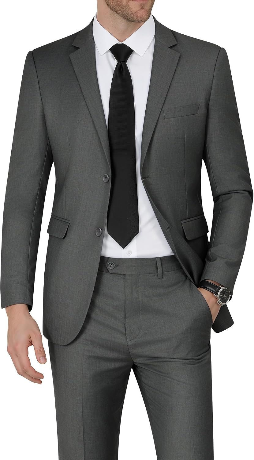 Men'S Suits Slim Fit 2 Piece Two Button Blazer Wedding Prom Tuxedo Single Breasted Jacket Pants Set