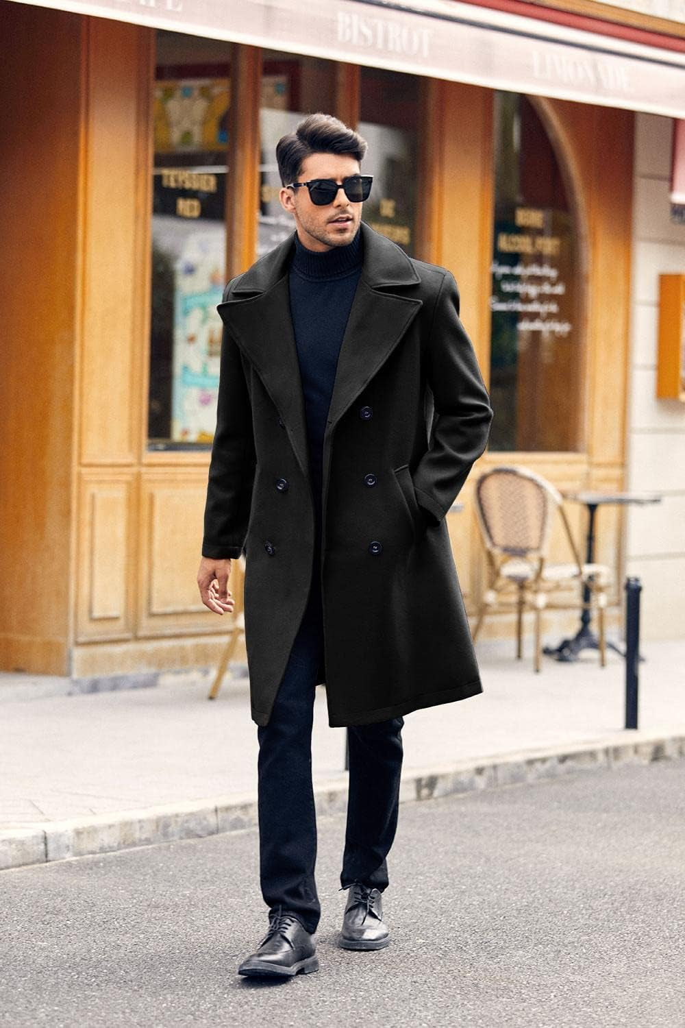 Mens Double Breasted Trench Coat Business Casual Winter Overcoats