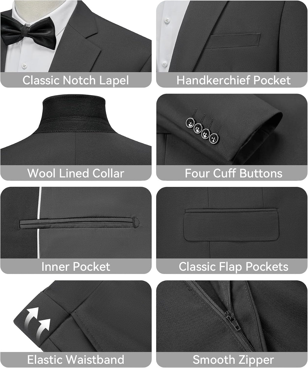 Men'S Suits Slim Fit 2 Piece Two Button Blazer Wedding Prom Tuxedo Single Breasted Jacket Pants Set