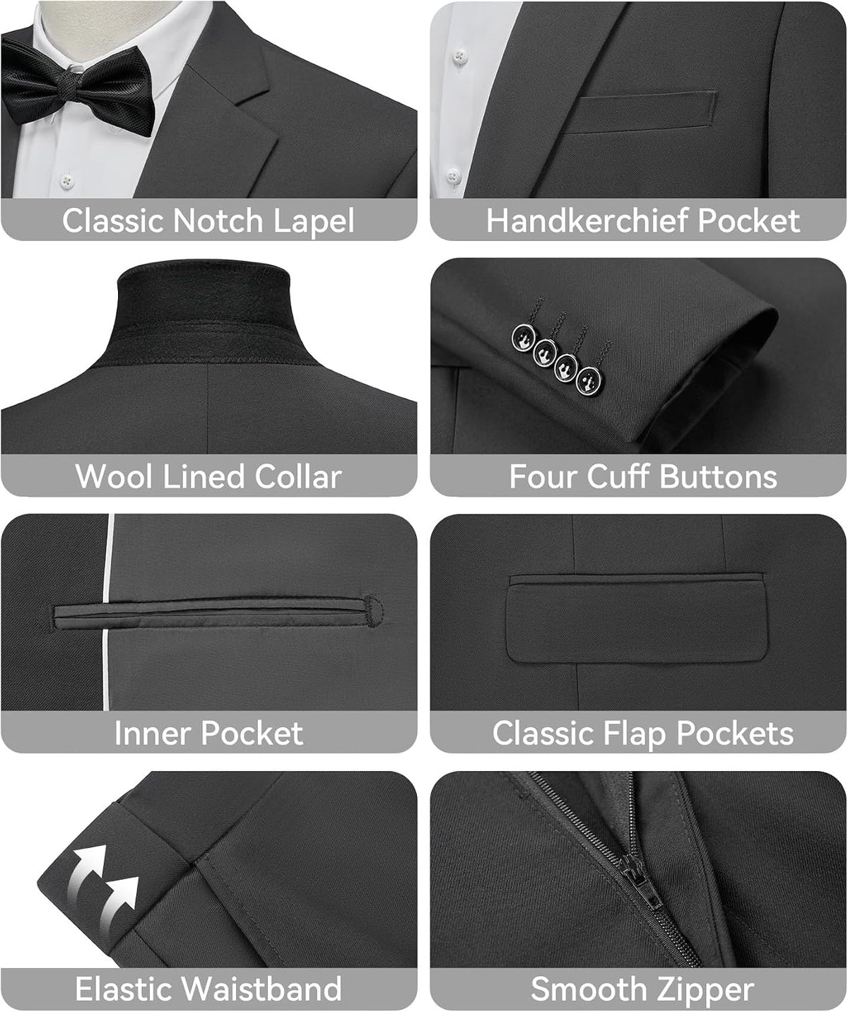 Men'S Suits Slim Fit 2 Piece Two Button Blazer Wedding Prom Tuxedo Single Breasted Jacket Pants Set
