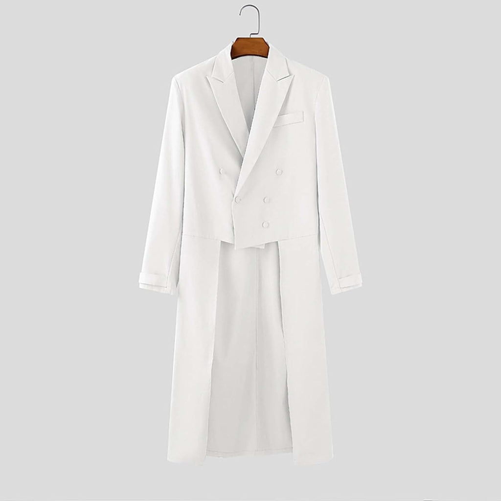Tailcoat Men'S Pointed Lapel Double Breasted Suit Jacket Vintage Long Tuxedo Jacket Wedding Blazer Jacket Coat Party Cosplay Outerwear Blazer Jacket Classic Magic Show Costume