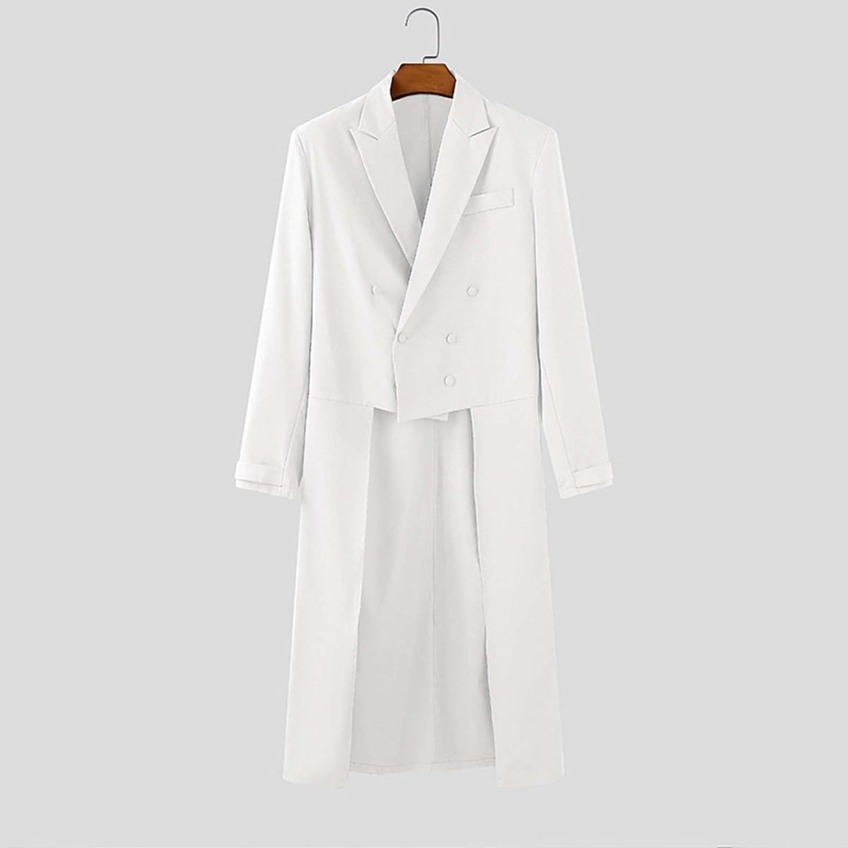 Tailcoat Men'S Pointed Lapel Double Breasted Suit Jacket Vintage Long Tuxedo Jacket Wedding Blazer Jacket Coat Party Cosplay Outerwear Blazer Jacket Classic Magic Show Costume