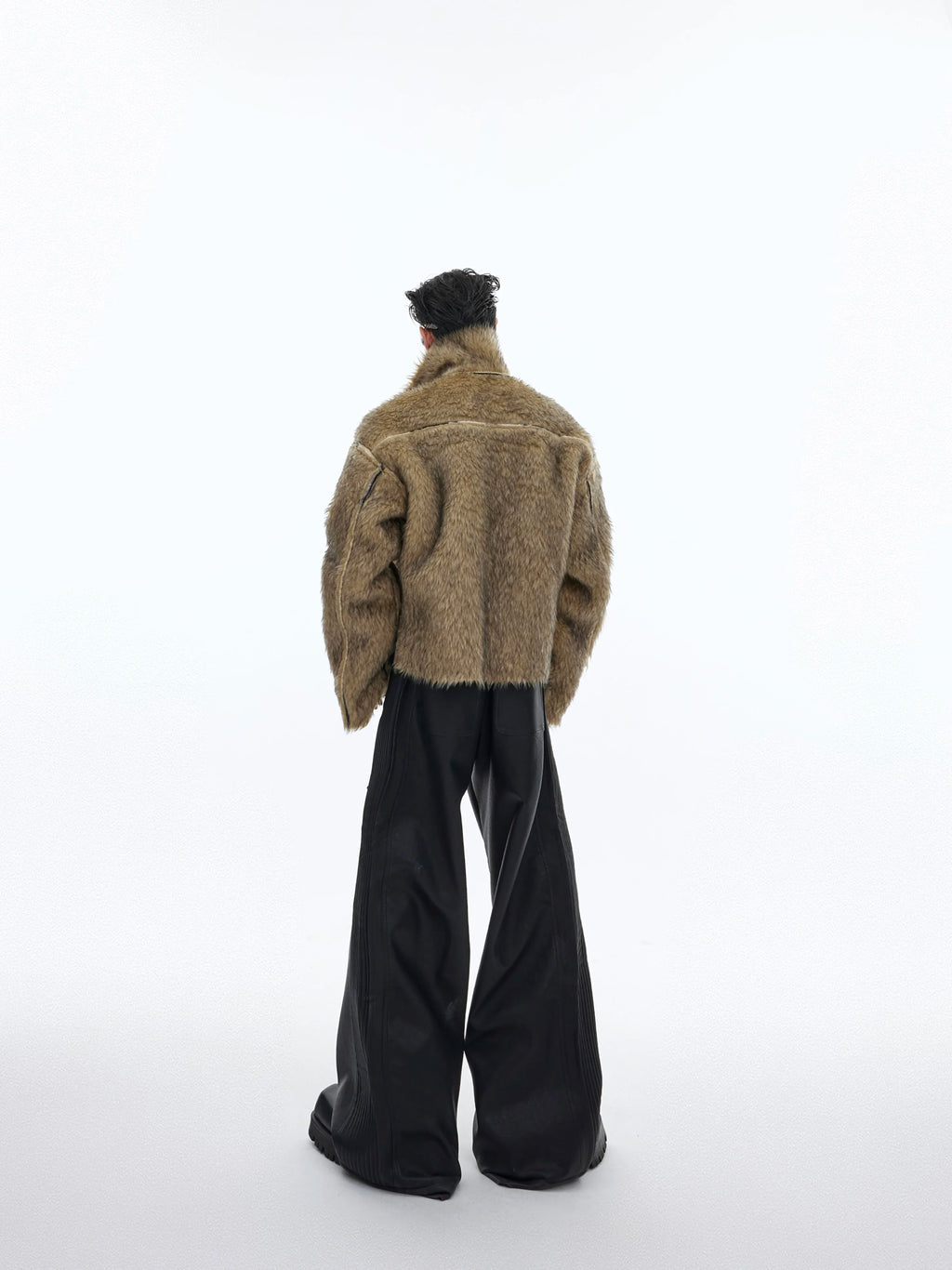 High Street Retro Mink Wear Fur Double Coat Men'S Large Collar Contrasting Colors Cashmere Wool Double-Sided Short Jacket
