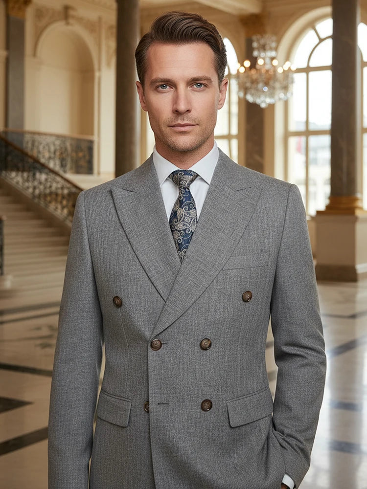 Dark Blue High Quality Luxury Men'S Suit 2 Piece Set Wedding Groom Suit for Men Stylish Business Office Suit