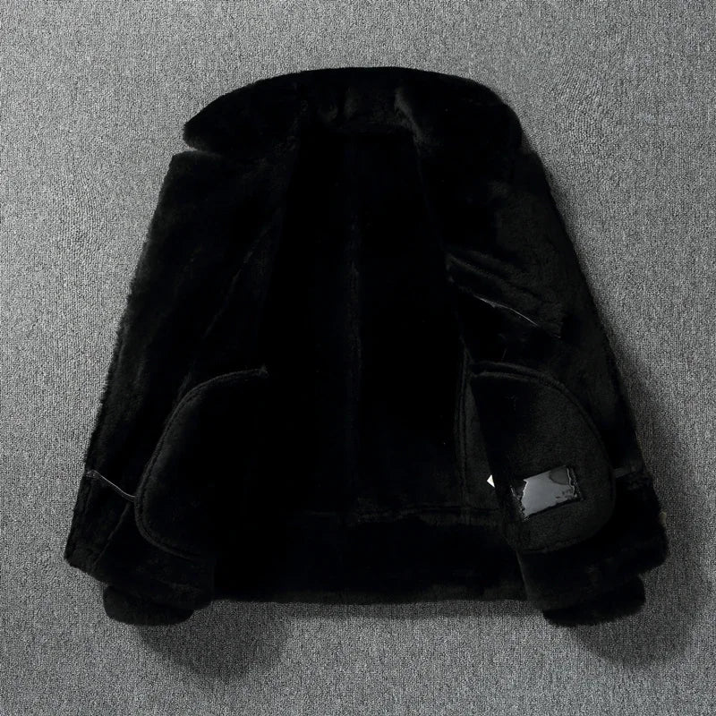 LNY Shop.Super Men Cool Motor Genuine Leather Jacket.Cool Winter Warm 100% Real Fur Coat.Rider Thick Wool Wear.Shearling