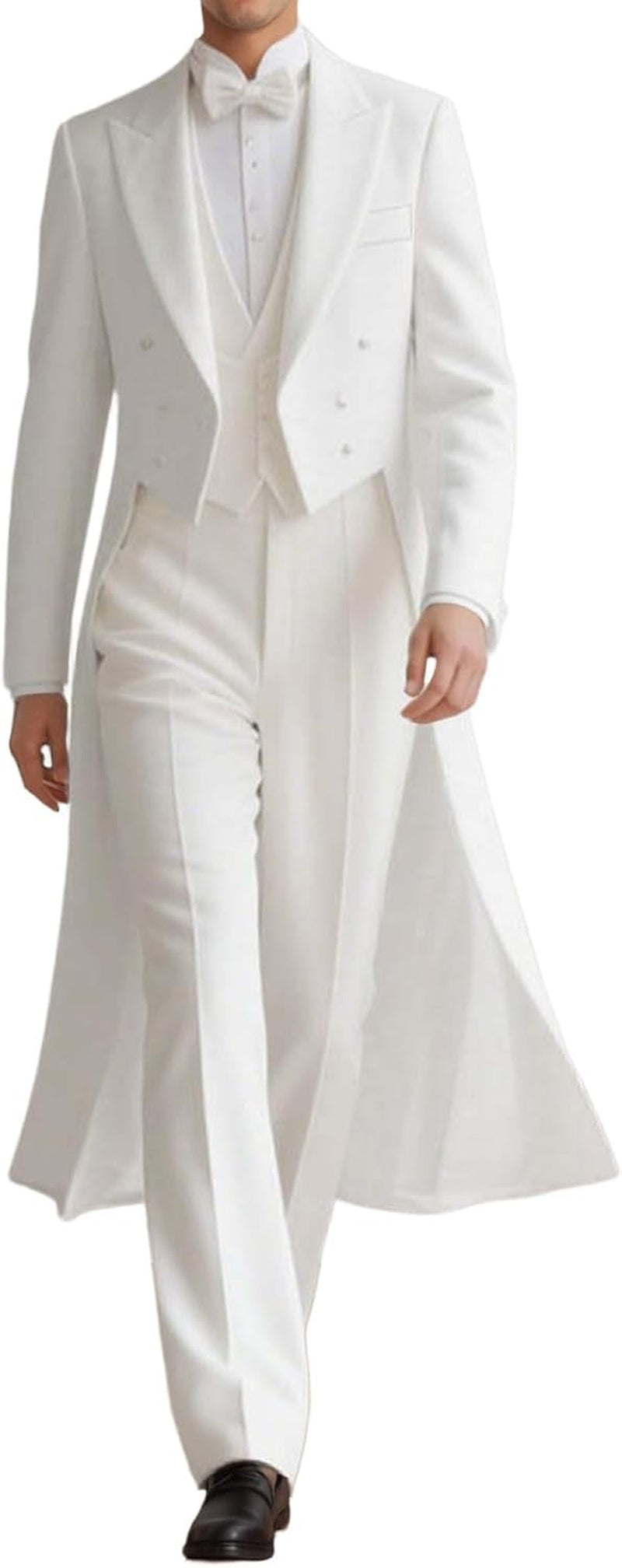 Tailcoat Men'S Pointed Lapel Double Breasted Suit Jacket Vintage Long Tuxedo Jacket Wedding Blazer Jacket Coat Party Cosplay Outerwear Blazer Jacket Classic Magic Show Costume