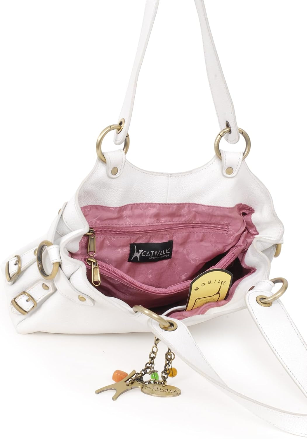 - Borsa a Mano Da Donna in Vera Pelle - Borsa a Spalla Media - Tracolla Removibile - Nicole